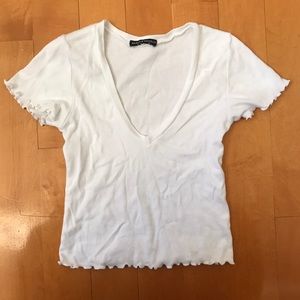 Brandy Melville White Jordan Ruffle Top